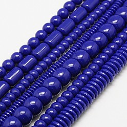Blue Mixed Shapes Imitation Amber Resin Beads Strands, Blue, 3~14x6~13mm, Hole: 1~2mm, about 23~200pcs/strand, 15.5 inch