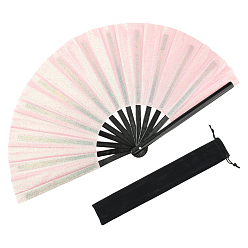 Розовый 1 складные веера из бамбука и ткани Оксфорд с блестками и пудрой, с 1поликарбонатными бархатными упаковочными пакетами, туманная роза, 650x345x31 мм