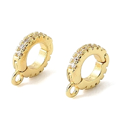 Chapado en Oro Real 18K Fianzas acortadoras potenciadoras de circonita cúbica transparente micro pavé de latón, chapado en rack, larga duración plateado, sin plomo y cadmio, real 18 k chapado en oro, 11.5x8.5x2 mm, agujero: 1.4 mm