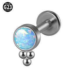 Леденец G23 титановые безрезьбовые лабреты, с имитацией опал, цвет нержавеющей стали, леденец, 8 мм, штифты : 1.2 мм