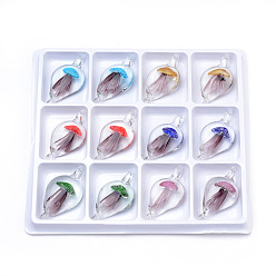 (52) Непрозрачная лаванда Большие подвески, лэмпворк, ручная работа , светящийся, медуза, разноцветные, 58~62x30~32x10~12 мм, отверстия: 5~7 мм, 12 шт / коробка