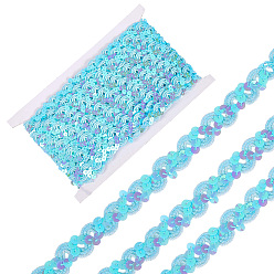 Темно-бирюзовый Полиэстеровые блестки-бусины, блестки бисер, Аксессуары для орнаментов, рулон с пайетками, волна, темные бирюзовый, 5/8 дюйм (17 мм), около 12.03 ярдов (11 м) / рулон