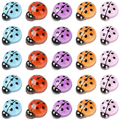 (52) Непрозрачная лаванда 100 шт. 5 цвета божья коровка светящийся смоляной кабошон, ногтей декоративные аксессуары, разноцветные, 10x8.5x4 мм, 20 шт / цвет