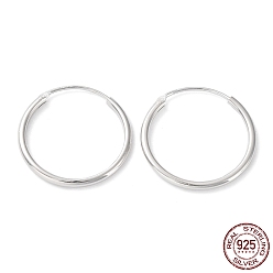Платинированный Серьги-кольца из стерлингового серебра 925 с родиевым покрытием, с печатью s925, Реальная платина, 18x1.5x18.5 мм