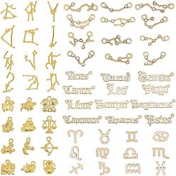 Mixed Color 4 Sets 4 Style Alloy Pendants and 12Pcs 12 Style Alloy Links Connectors,12 Constellations, Mixed Color, 11x12.5mm