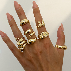 Золотой Набор колец-манжет из сплава для женщин, золотые, внутренний диаметр: 14~17 мм, 9 шт / комплект