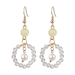 Желтый 304 серьги из нержавеющей стали с акриловыми заклепками, плоско-круглые, золотые, желтые, 56x22.5 мм