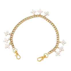 Pink Подвеска-цветок из эмалевого сплава 304 кубинские звенья цепи из нержавеющей стали декоративные цепочки для сумок, с поворотными застежками сплава, аксессуары для замены сумок, золотые, белые, розовые, 340 мм