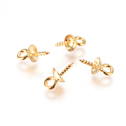 Золотой 304 кулоны булавки жемчужные колышки стаканчики нержавеющие, за половину пробурено бисера, золотые, 10.5x5 мм, отверстия: 2 мм, штифты: 1.3 мм