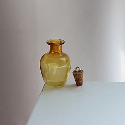 (932FM) Темно-синий аква-матовый с подкладкой Стеклянные пустые подвески для бутылок желаний, с пробковыми пробками и петлями, темно-золотистые, 20x27 мм