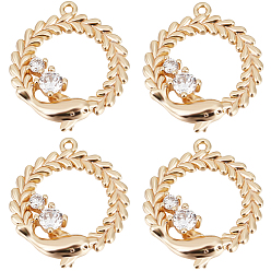 Настоящее золото 18K 10 кулоны из латуни с микрочастицами и кубическим цирконием., кольцо с дельфином, реальный 18 k позолоченный, 19x16x1 мм, отверстие : 1 мм