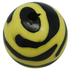 Желтый Непрозрачные акриловые бусины, зебры полосатые стиле, круглые, желтые, 19 мм, Отверстие : 3 мм , около 109 шт / 500 г