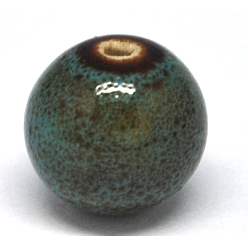 Небесно-голубой Ручной себе старину остеклением шарики фарфора, круглые, голубой, 20x19 мм, отверстие : 4 мм