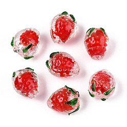 Малиновый Бусы лэмпворк ручной работы, клубника, малиновый, 14~15x11.5~14x11.5~14 мм, отверстие : 1.2~1.6 мм, около 20 шт / нитка, 10.43 дюйм (26.5 см)
