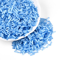 Небесно-голубой Стеклярус, имитации кошачьего глаза , голубой, 6.5~7x1.5~2 мм, отверстие : 0.8~1 мм, Около 13636 шт / фунт