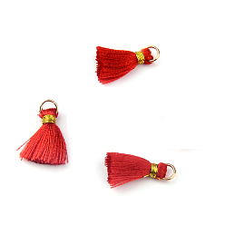 Красный Нейлоновые нитки, С золотыми железными кольцами, Случайные потоки привязки цвета, красные, 13~16 мм