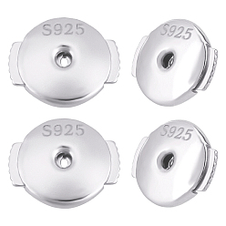 Silver 2 Pairs Sterling Silver Ear Nuts, Earring Backs, Silver, 6x7x1.5mm, Hole: 1.2mm
