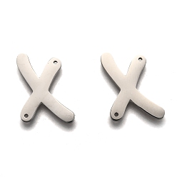 Letter X Не тускнеют 304 соединители из нержавеющей стали, буквы, для изготовления именных ожерелий, letter.x, 18x13.5x1.5 мм, отверстие : 0.9 мм