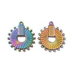 Rainbow Color Ионное покрытие (ip) 304 кулон из нержавеющей стали, плоский круглый шарм, Радуга цветов, 27x23.5x1.5 мм, отверстие : 1.6 мм