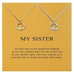 Солнце 2шт 2 цвета дружба латунные подвески ожерелья, платиной и золотом, солнце, 450 мм