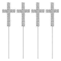 Кристалл 4 шт. открытки-вставки для торта ко дню рождения из цинкового сплава со стразами, крестик, кристалл, 125 мм