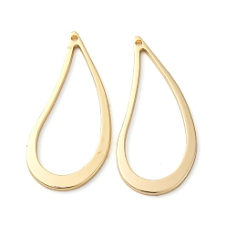 Настоящее золото 18K Латунные подвески, без кадмия, без никеля и без свинца, слеза, полый, реальный 18 k позолоченный, 29x14x1 мм, отверстие : 0.9 мм