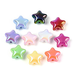 (52) Непрозрачная лаванда Непрозрачные акриловые бусины с УФ-покрытием, радужный, звезда, разноцветные, 21x23x13 мм, отверстие : 3 мм