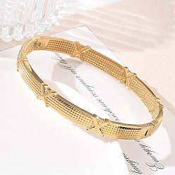 Real 18K Gold Plated 304 Stainless Steel Hinged Cuff Bangles, Cross, Real 18K Gold Plated, Inner Diameter: 1.97 inch(5cm)x2.36 inch(6cm)