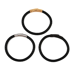 (52) Непрозрачная лаванда Кожаный браслет с плетеным шнуром и 304 застежкой из нержавеющей стали для мужчин и женщин, чёрные, разноцветные, 8-1/2 дюйм (21.5 см)