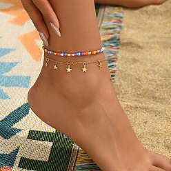 Звезда Браслеты на ногу из богемского золотого сплава и стеклянных бусин, звезда, 8-1/4 дюйм (210 мм)