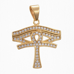 Doré  Pendentifs en acier inoxydable, avec strass, oeil d'horus, or, 304mm, Trou: 39.5x39x4mm