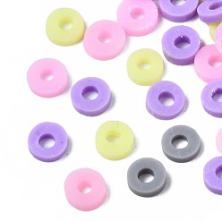 Couleur Mélangete Perles en fimo faits à la main, perles heishi, disque / plat rond, couleur mixte, 4x0.5~1.5mm, Trou: 1.5mm, environ66600 pcs / 1000 g