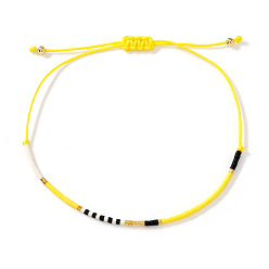 Желтый Богемные стеклянные бисерные плетеные браслеты, украшения из полиэстеровой нити, плетеные для женщин, желтые, 11.02 дюйм (28 см)