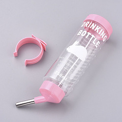 Pink No Drip Small Animal Water Bottle, for Small Pet/Bunny/Ferret/Hamster/Guinea Pig/Rabbit, Pink, 212x76x51.5mm, Hole: 3mm, Capacity: 250ml