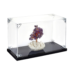 Rectangle Акриловые витрины для минифигурок с черным основанием, прозрачные, прямоугольные, 26.5x12.5x15 см