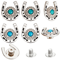 (52) Непрозрачная лаванда 8наборы 2цвета цинковый сплав и смола монета винтовая заклепка, DIY кожаный гвоздь, подковы, разноцветные, 21x19.5 мм, 4 комплектов / цвет