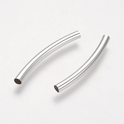 Серебро Бисера латунной трубки, серебряный цвет гальваническим, 30x3 мм, отверстие : 2.5 мм