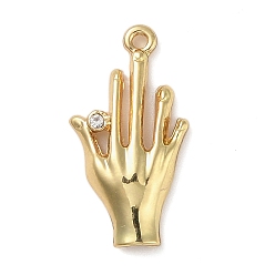 Золотой Сплав с подвесками из горного хрусталя, рука, золотые, 27.5x15x4 мм, отверстие : 1.5 мм