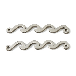 Нержавеющая Сталь Цвет 201 подвески волнообразной формы из нержавеющей стали, не тускнеет, цвет нержавеющей стали, 32.5x4.5x1.5 мм, отверстие : 1.2 мм
