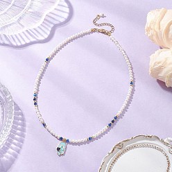 Золотой Латунный эмалированный кулон в виде хамсы на руку, ожерелья из натурального кианита и жемчуга, голубой, золотые, 15.94 дюйм (40.5 см)