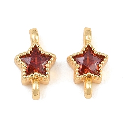 Oro Conectores de ladrillo refractario pavé de latón con circonitas cúbicas, enlaces estrella, chapado en rack, larga duración plateado, dorado, 9.5x5x3 mm, agujero: 1.2 mm