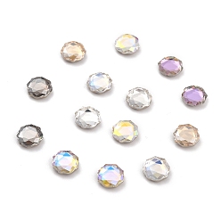 Mixed Color K9 Faceted Glass Rhinestone Cabochons, Flat Back & Back Plated, Flat Round, Mixed Color, 10x10x3.5mm