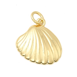 Shell Shape Латунные подвески, с целью перехода в кольце, стойки покрытие, долговечный, без свинца и без кадмия, реальный 18 k позолоченный, формы раковины, 16.5x16.5x3 мм, отверстие : 3.5 мм