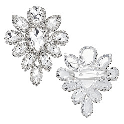 Прозрачный 2 шт. брошь из серебряного сплава и стекла, Изысканная булавка на лацкан для девушек, цветок, прозрачные, 57x45 мм
