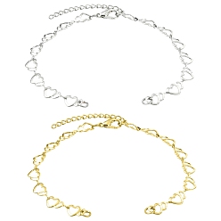 Platinum & Golden 2Pcs Brass End with Chains, with Alloy Lobster Claw Clasps, Platinum & Golden, 190mm