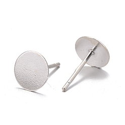 Silver 925 Sterling Silver Flat Pad  Stud Earring Findings, Earring Posts with 925 Stamp, Silver, tray: 7mm, 11.5mm, Pin: 0.8mm