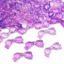 Medium Orchid Two-Tone Transparent Acrylic Beads, Bowknot, with Glitter Powder, Medium Orchid, 14x29x6mm, Hole: 1.6mm, about 450pcs/500g