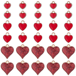 Красный 60 шт 3 стили сплава эмаль подвески, сердце, золотой свет, красные, 8~17.5x7.5~16.5x2~3.5 мм, отверстие : 1.5~2 мм, 20 шт / стиль