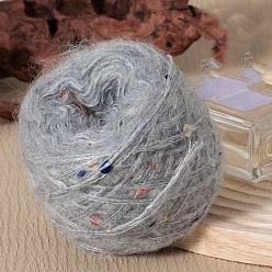 Светло-серый Мохеровая пряжа с пайетками, для ткачества, вязание крючком, светло-серый, 1.5 мм, около 50г/моток