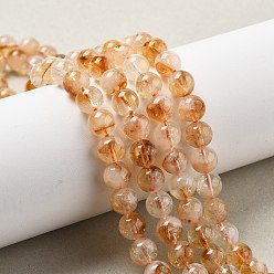 Цитрин Нагретые нити из натуральных цитриновых бусин, круглые, 7.8~8 мм, отверстие : 0.8~0.9 мм, около 52 шт / нитка, 15.75'' (40 см)